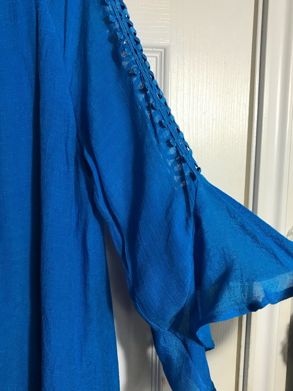 Índigo Rose Blue Floral Lace-Trim Peasant Blouse Tunic 1X - Picture 4 of 6
